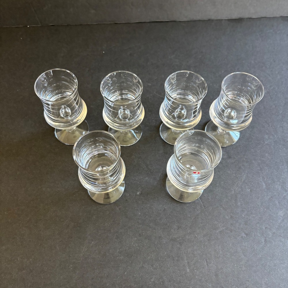 Iittala Crystal Glasses Cordial Sherry Port Grappa Set 6 Finland Vintage 1960s - Picture 5 of 9